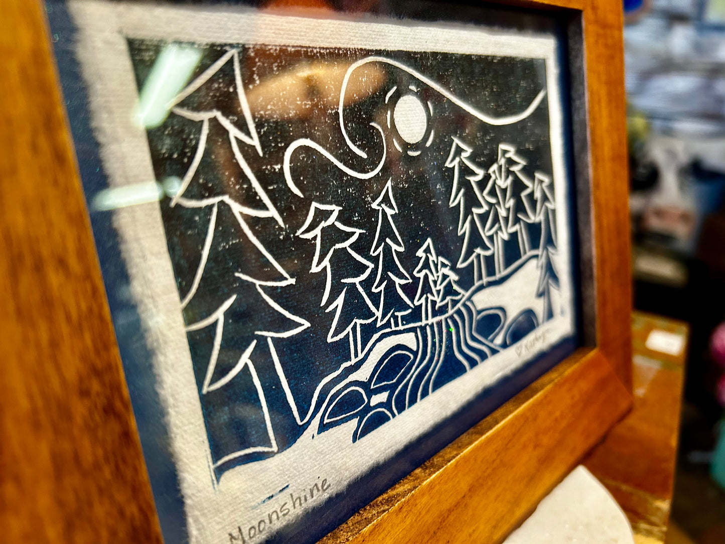 K. Dewey Linocut - "Moonshine"