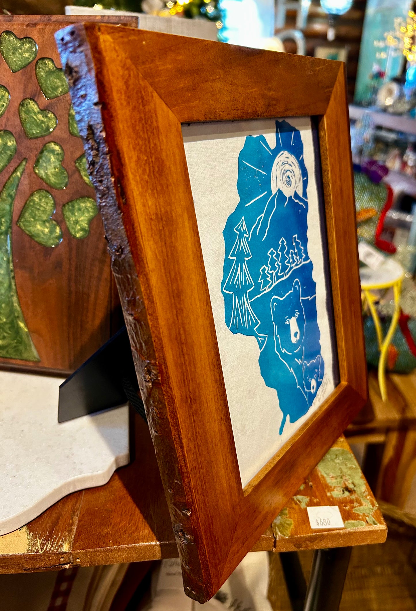 K. Dewey Linocut - "Just Another Day in Bearadise"