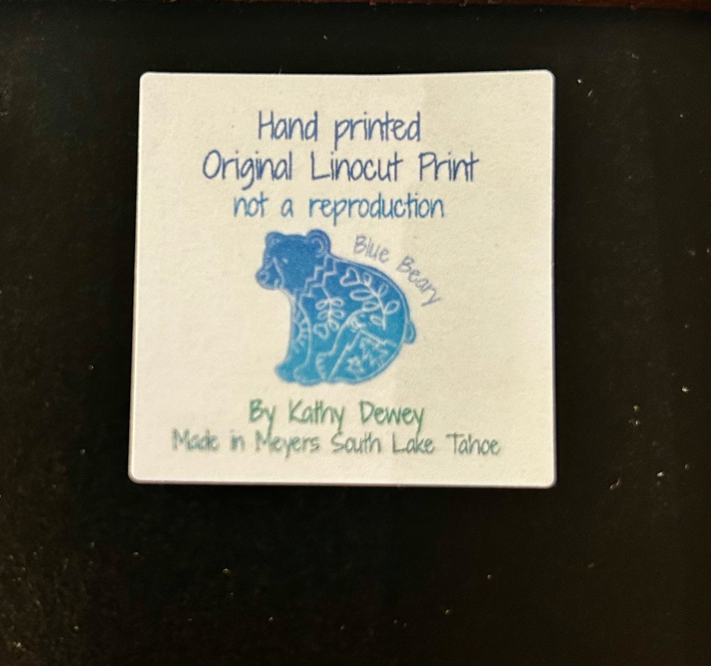 K. Dewey Linocut - "Just Another Day in Bearadise"