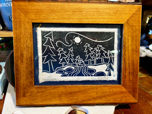 K. Dewey Linocut - "Moonshine"